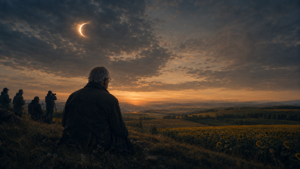Jean Witt regarde l'éclipse